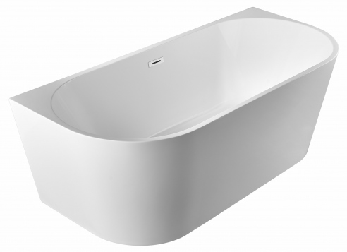 Acrylic free standing back-to-wall bathtub, model AREZO white 160x75x58 cm