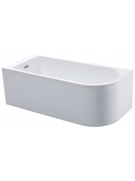 Acrylic free standing back-to-wall bathtub, model NOLA white 150x75x58 cm