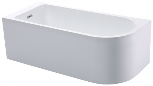 Acrylic free standing back-to-wall bathtub, model NOLA white 150x75x58 cm